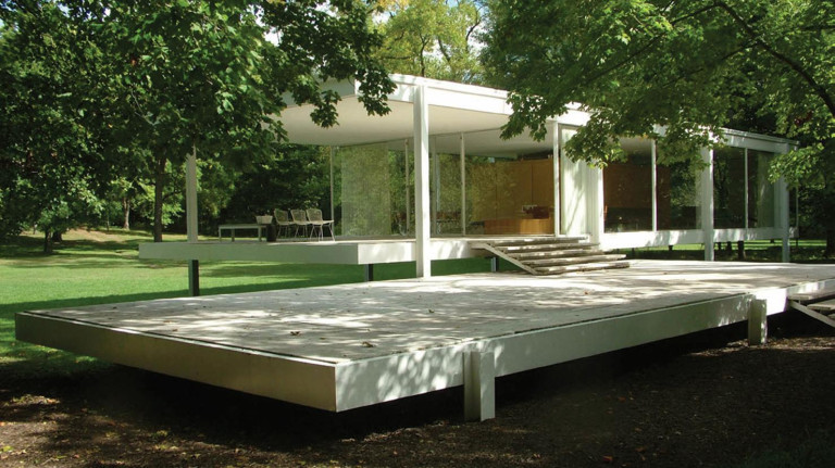 Ngoại thất và nội thất công trình Farnsworth HouseKTS Ludwig Mies van der Rohe